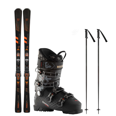 Schiuri Rossignol Forza 40° V-CA Retail Xpress + legături Xpress 11 K GW B83 + clăpari de schi Rossignol Alltrack Pro 100 negru + bețe 